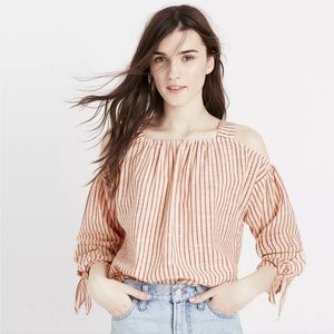 Madewell Red White Stripe Cold Shoulder Top | Size Small